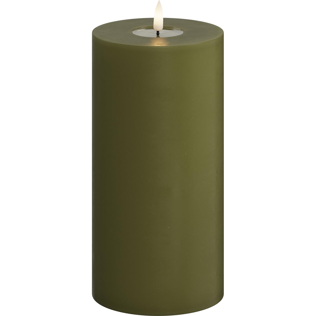 Deluxe Homeart Indoor Flameless LED Candle - Olive Green - with Real Flame™ Technology - Battery Powered Candle (10 x 20 cm)