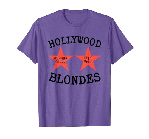Hollywood Blondes Funny Stars Writting Text T-Shirt, Men, Purple Heather, XX-Large