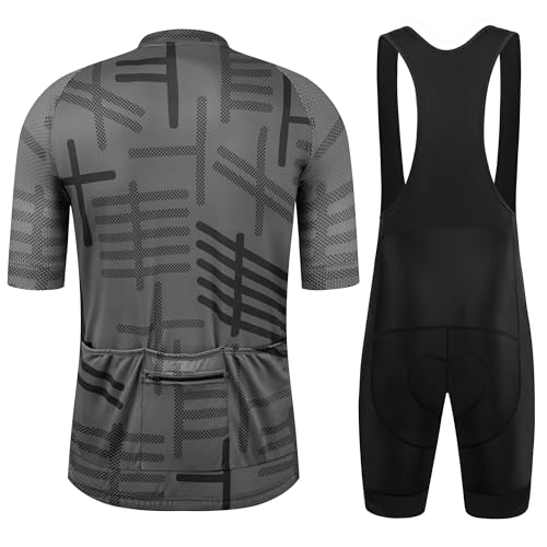 GCRFL Conjunto masculino de jérsei de ciclismo com manga curta e zíper Pokcet com acolchoado, kit de