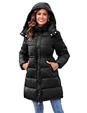 GRACE KARIN Long Puffer Jacket Womens 2023 Trendy Long Puffer Coat Women with Hood Black M