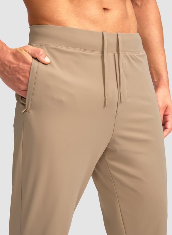 Soothfeel Men's Joggers with Zipper Pockets Golf Joggers Lightweight Sweatpants Athletic Workout Pants for Men Track 30" (Light Khaki, XL) - Image 4