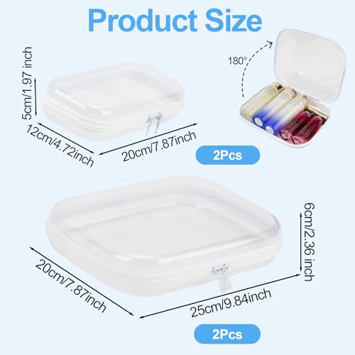 FHUIEWRY 4 Pcs Clear Hard Shell Zipper Case, Transparent Storage Box Set with Zipper Clear Makeup Bag Pencil Case Pouch, Portable Travel Organizer Bins for Toys, Cosmetics, Snacks & Stationery(2S+2M) by FHUIEWRY - Image 2