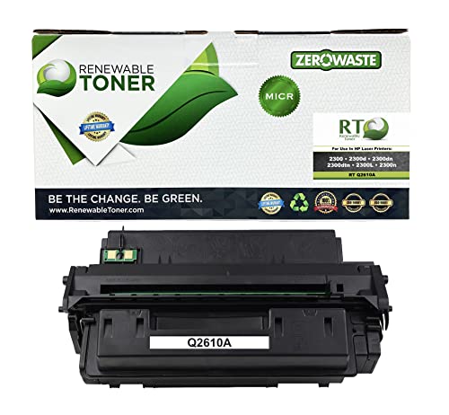 Renewable Toner Compatible MICR Toner Cartridge Replacement for HP 10A Q2610A Laser Printers 2300 2300d 2300dn 2300dtn 2300L 2300n