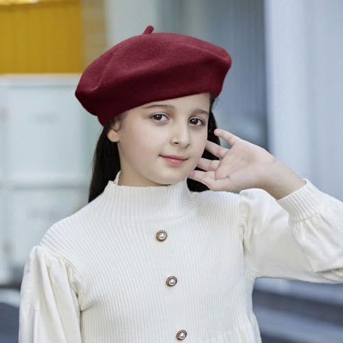 Kids Wool French Beret Hat, Classic Fashion Warm Solid Color Artist Beret Hat for Toddler Baby Girl3