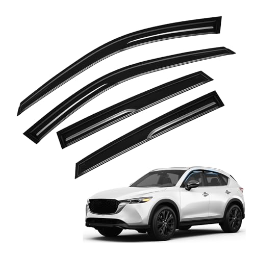 Image of CX-5 Rain Guards - Window Visors for Mazda CX5 2017-2025 2026, Out-Channel Side Window Rain Guards for CX5, 4PCS, Black, Car Accessories