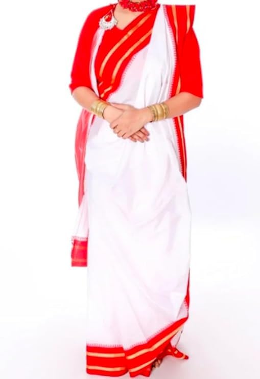 KKALAKRITI Kids Bengali Saree Semi stitched Fancy Dress Costume For Girls