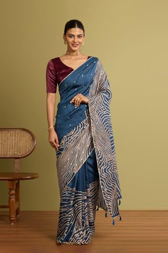 Taneira blue murshidabad silk saree in pure silk – image 3