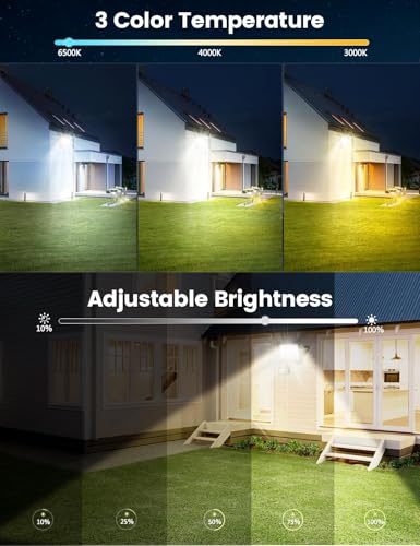 Security Lights Outdoor Motion Sensor, 30W 3 Colours PIR Security Light with Remote Control, 2700LM IP66 Waterproof Outside Lights Dimmable Floodlight Motion Sensor Lights Outdoor for Backyard, Garden - 3