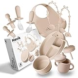Navik | Coffret repas bebe 12 pièces | Assiette ventouse pour bébé | Tasse apprentissage b...