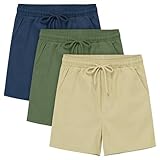 Cooraby Boys Uniform Quick Dry Pull On Jogger Shorts Elastic Waist Drawstring Woven Summer Shorts with Pockets 5-12Y