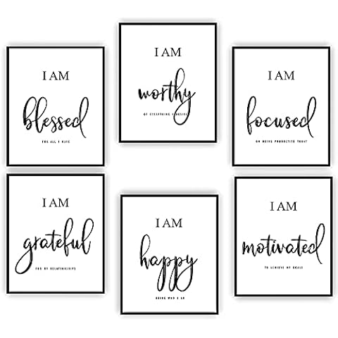 easin™ Motivational Poster Wall Art -Inspirational Wall Art -Drawing Poster for Office & Bedroom Wall Decor-Positive Quotes & Sayings-Daily Affirmations for Men, Women & Kids-Black & White Poster Prin Cover
