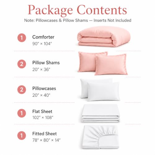Image of weigelia Pink King Comforter Set with Sheets - 7 Pieces Bed in a Bag King