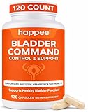 Happee Bladder Control Supplement for Women & Men - 120 Capsules with Pumpkin Seed Extract, Soy Germ Extract, Saw Palmetto & Cranberry | 4-in-1 Bladder Support for Urinary Frequency, Leaks & Urgency