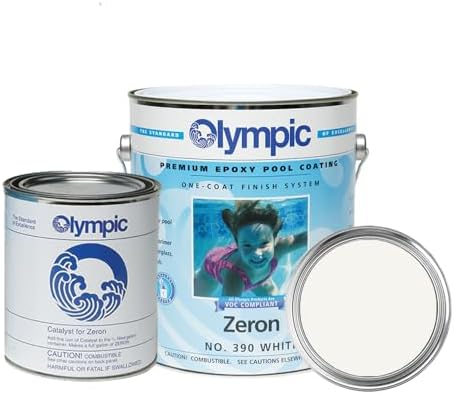 Olympic Pool Paint - Zeron - White - 1 Gallon - two-part epoxy swimming pool paint - one-coat for plaster, fiberglass, steel and aluminum pools.