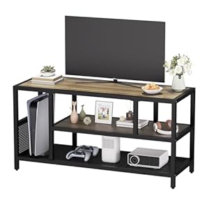 VFK Industrial TV Stand for TV up to 65 inch, TV Cabinet with 2 Tier Storage Shelves for Living Room, Metal Frame,tv Stands for Living Room,tv Cabinet (Rustic Oak, 43 * 16 * 22 inch)