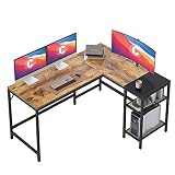 CubiCubi L Shape Computer Desk with Storage Shelf Study Writing Table for Home Office, Modern Simple