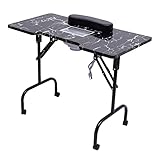 HAPPCUCOE Foldable Manicures Desk,Portable Nail Table,Profession Nail Salon Technician Desk with Dust Collector Fan for Beauty Salons,Barber Shops,Homes
