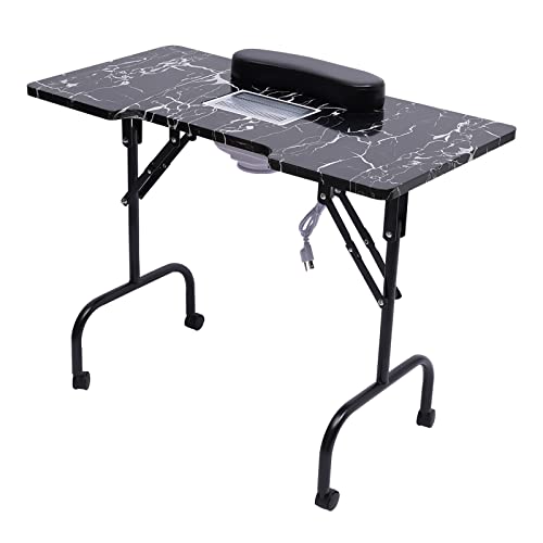 Wupyi Manicure Nail Table,Portable Folding Nail Table With Electric Dust Collector,Manicures Desk Home Spa Beauty Salon Workstation With Carrying Bag #TOP14