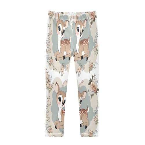 Toddler Girls Leggings Printed Yoga Pants Leggings Cute Vintage Fawn for Kids