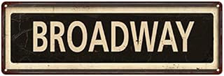 Broadway Sign Vintage Decor Retro Signs Wall Art Tin Decorations Plaque New York City 6 x 18 High Gloss Metal 206180066005