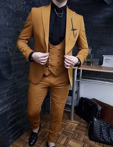 Rdzding Men's Suit 3 Piece Slim Fit Set Jacket Blazer Daily Business Blazer Groomsmen Suit Men for Wedding Party2