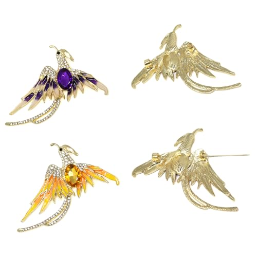 Image of Honbay 4PCS Stylish Phoenix Bird Brooch Pins Enamel Alloy Sparkling Rhinestones Cute Animal Phenix Brooches Phoenix Breastpin Lapel Pins Hat Scarf Shawl Sweater Cardigan Clips