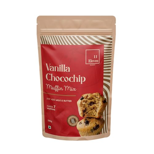 Image of 11Eleven Bakery Healthy Muffin Mix | Vanilla Chocochip 230g| Eggless Cake Mix | Instant Muffin Cake Mix Powder | 2 Step - Mix & Bake |Easy to make| 100% Vegetarian|