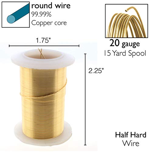 the beadsmith wire elements 20-gauge lacquered tarnish-resistant copper wire for jewelry making 15 yard 1372 meter spool gold