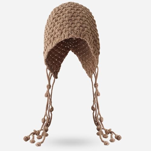 Gorro tejido de invierno para mujer con orejeras y borlas miniatura 4