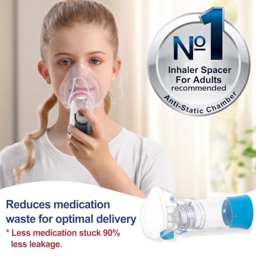 Image of Inhaler Spacer for Children, Nessi OTC Spacer, Spacer for Inhaler with Silicone Mask, Anti-Static Chamber & Exhalation Valve, Easy to Use & Clean