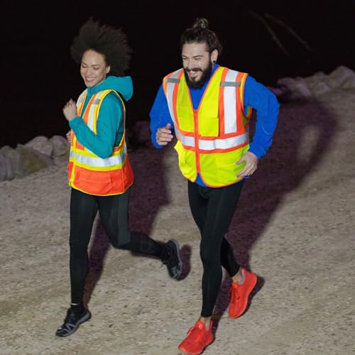 Image of KAYGO Reflective High Vis Safety Vest with Pockets for Men and Women KG0100 | Breathable Polyester Lightweight, Two-Tone, for Construction, Warehouse, Surveying, Cycling, Machine Washable