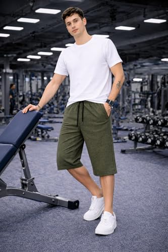 Image of Mack Jonney Men's Sports Capri Pants | Lightweight Polyester Workout 3 /4 Pants with Elastic Waist for Gym, Running & Training-M8356