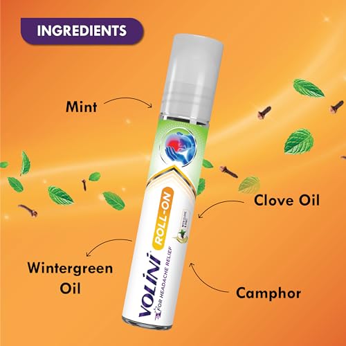 Image of Volini Headache Relief Roll-On, 10ml, Instant Relief, with Clove & Mint, Non-Sticky, On-the-Go Relief - Pack of 3
