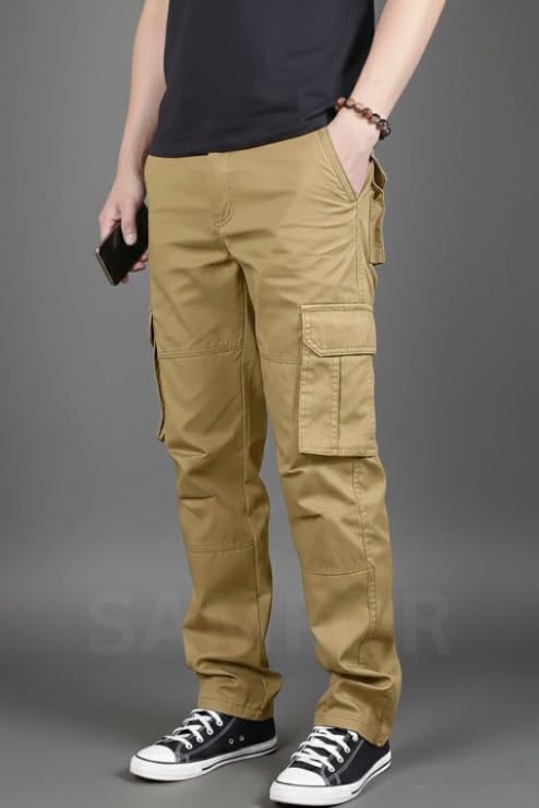 Image of Samfor Cargo Pant for Men - Cotton Cargo for man, Multi-Pocket Design for Outdoor, Work Wear & Casual Trouser