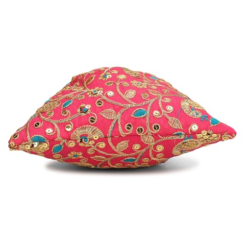 Image of LONGING TO BUY Indian Embroidered Pearl Potli Bag For Women, Sequence Design with Tassel, Wedding Potli Bags