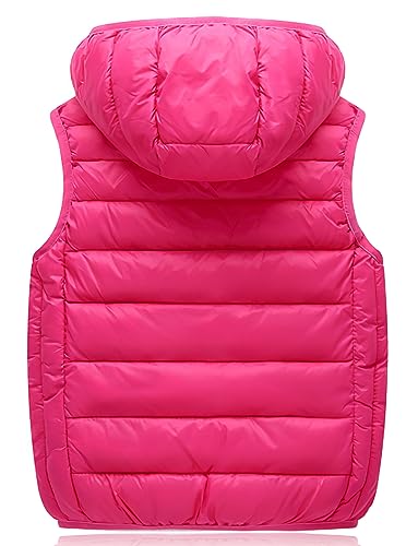Aivtalk Kids Girls' Packable Lightweight Down Puffer Vest Winter Zipped Hooded Sleeveless Outwear Jacket For 3-4 Years Old Pink #TOP1