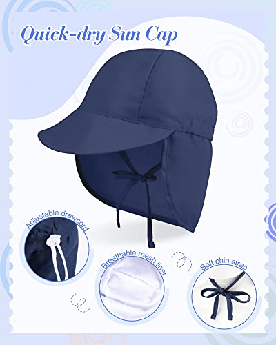 Jiuguva 4 Piece Sun Hat For Baby Boy Girl Adjustable Summer Sun Protection Swim Cap Infant Toddle Newborn Hat With Neck Flap (Stylish Colors) #TOP2