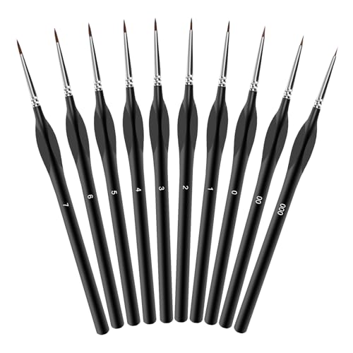 SumDirect Miniature Model Paint Brushes 10pcs Fine Detail Paint Brush Set with Triangular Handles for Acrylic Watercolor & Oil - Perfect for Warhammer Gundam Miniature Painting (10pcs)