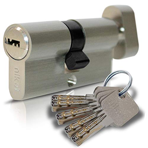 6-Stiftiger Knaufzylinder Türzylinder 45/45 - Zylinderschloss 90mm mit Knauf 20mm 5 Schlüssel 2...