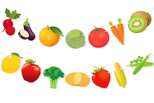 Uniwish Fruit and Vegetable Banner Farmers Market Baby Shower Decorations