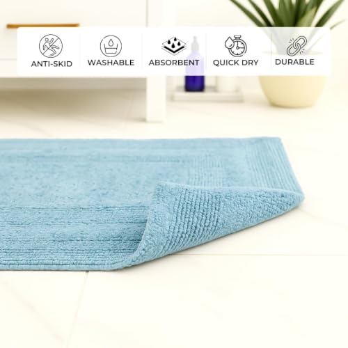 Image of Cotton Reversible Tufted Bath Mat - 2000 GSM, 50 x 80 cm (Blue)