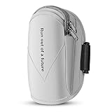 Kaned - Brazalete deportivo para correr, gimnasio, universal, con orificio para auriculares, gris (Gris) - Kaned
