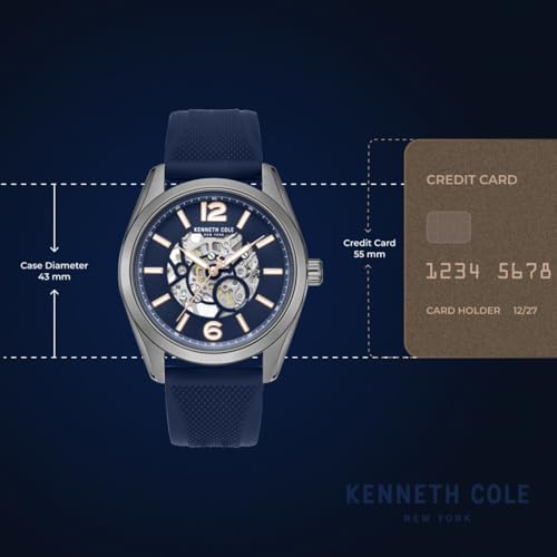 Image of Kenneth Cole Automatic Blue Round Dial Men's Watch | Silicon Strap Material | Watches for Men Analog - KCWGZ0104001MNW