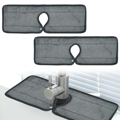 ADERTOS 2 PCS Alfombrilla Fregadero Cocina Absorbente, Tapete Grifo Cocina, Alfombrilla Absorbente para Grifo, Tapete Absorbente para Grifo, Alfombrilla Absorbente para Cocina, Baño (Gris)