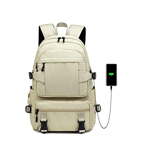 Heigmzlxbb Mochila Viaje, Niño Escolar Bolsa niña Color sólido Mochila Ligero Suministros Escolares Femenino Impermeable Deportes Mochila Regalo (Color : White)