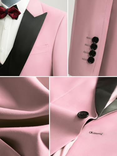 Men's Suit 3-Piece Slim Fit Wedding Tuxedo Double Breasted Vest Pant Set Peak Lapel One Button Blazer Jacket4