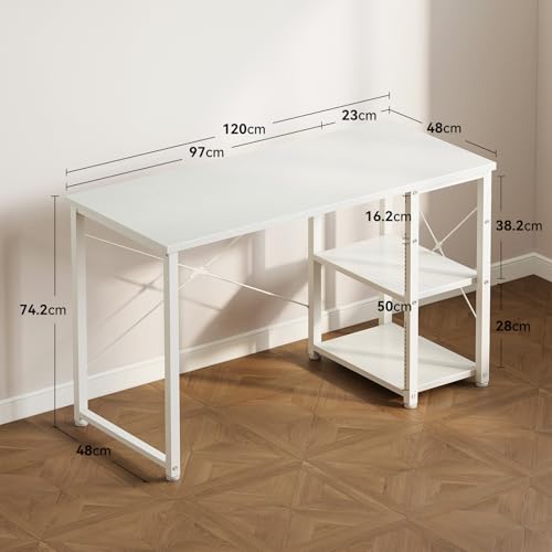 ODK Kleiner Tisch mit Regal, 120×48 cm, Weiß – Ansicht 3