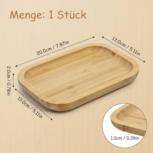Bambus Tablett, 20x13x2 cm Badezimmer Tablett, Serviertablett Holz, Dekotablett Holz, Kleines Tablett， Badezimmertablett Für Teezeremonie Und Snacks, Dekotablett Aus Holzs
