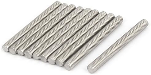 sourcing map 10Stk M6 x 90mm 304 Edelstahl Gewinde voll Stab  