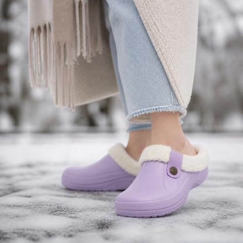 Image of Beslip Fur Lined Clogs for Women & Men Fuzzy Slippers with Memory Foam